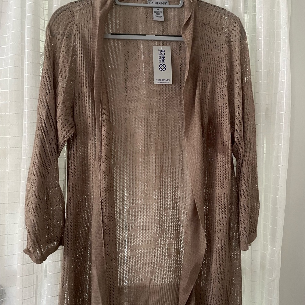 Catherines Brown Open-Front Cardigan